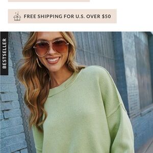 Vici Light Green Crew Neck Sweater
